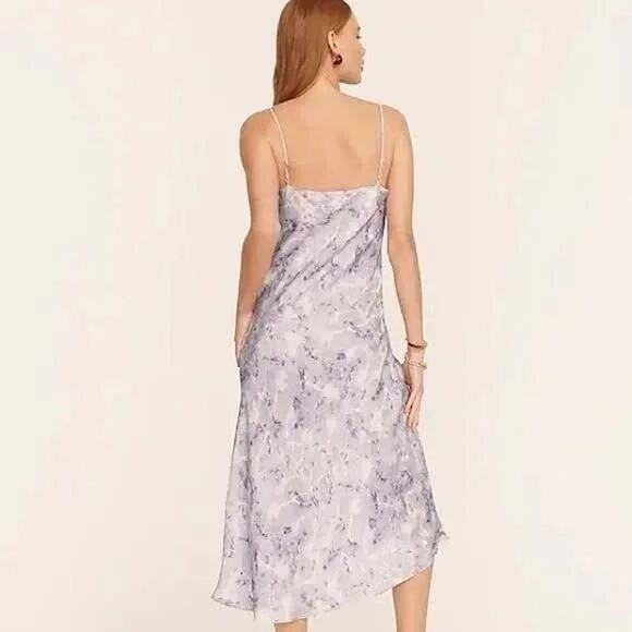J. Crew Lavender Field Flora Obscura X Cupro Silk Blend Slip Midi Dress 2 Purple - Picture 5 of 15